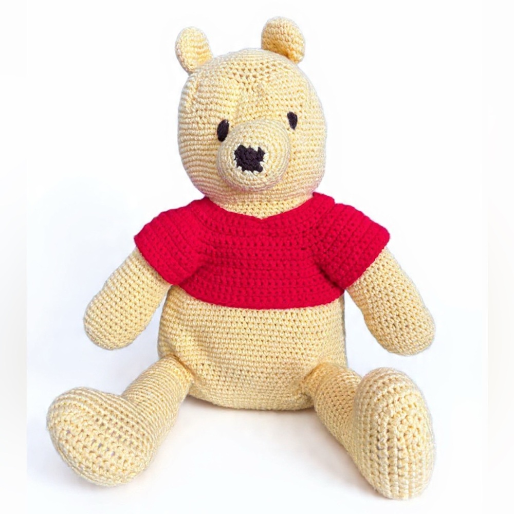 Large Handmade Crochet Winnie The Pooh Plush Toy with Red Shirt